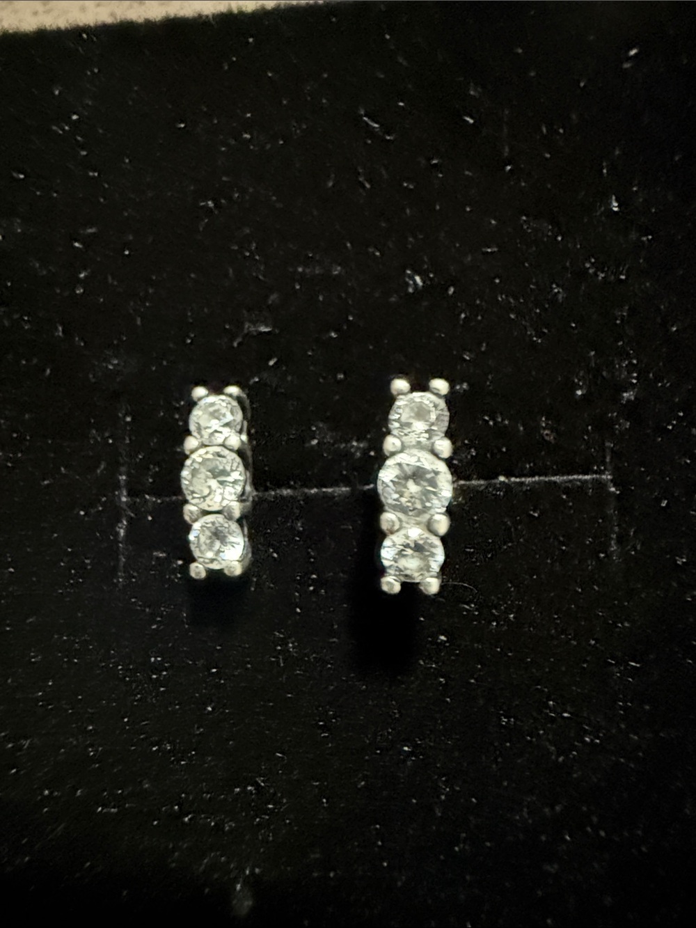 10k  Triple Diamond  Earrings - White